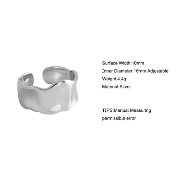 NEW 925 Sterling Silver Open Wave Adjustable Ring - Picture 8 of 8